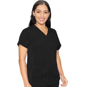Women's Large Black Med Couture Touch Scrub Top - Very Good Condition